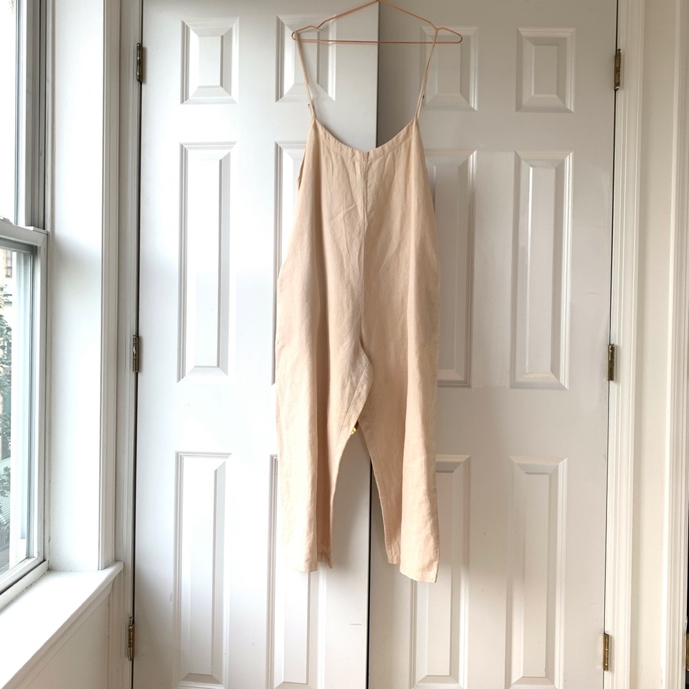 Ali Golden Jumpsuit in raw silk, pink size large